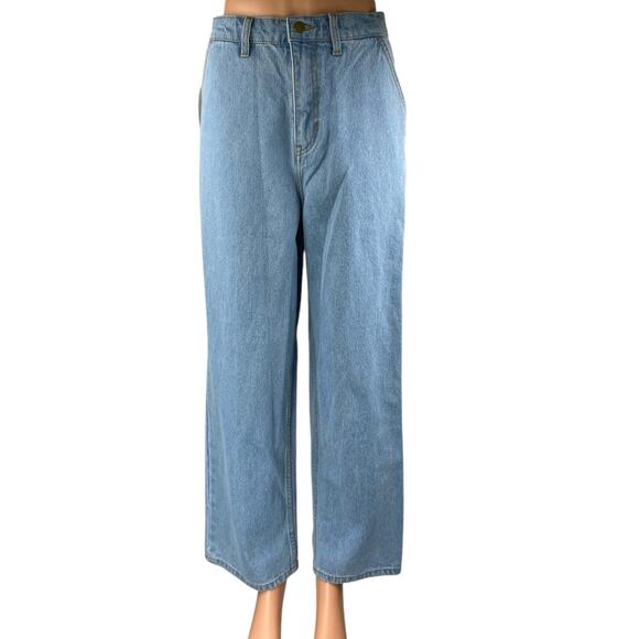 NEW American Apparel The Crop Wide Leg Womens Blue High Rise Denim Jeans Size 28 - Picture 1 of 6